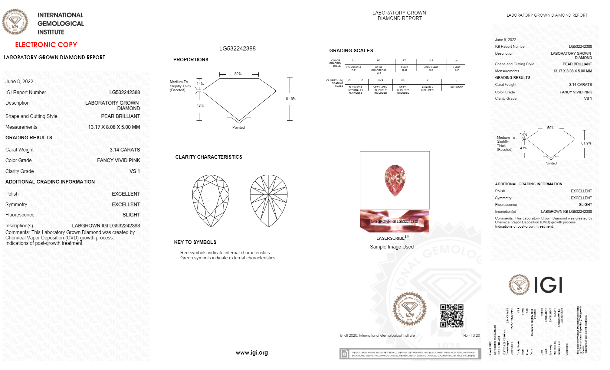 Round 1.71ct Fancy Vivid Pink Si2 Igi Certified Cvd Lab Grown Diamond Ec2569 515202005 Diamond Carat: 1.71 Carat
