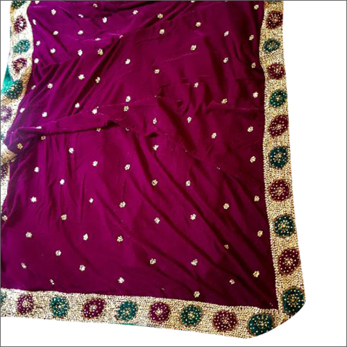 Velvet Stonework Saree - Silk Velvet, Handwoven Design , Violet Color with Exquisite Stone Work for Any Special Occasion