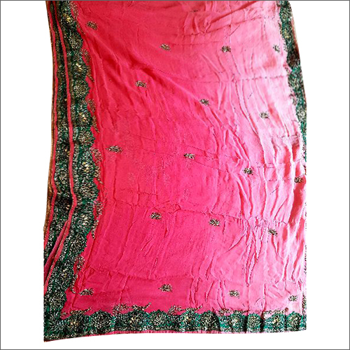 Crepe Pink Zari Border Saree