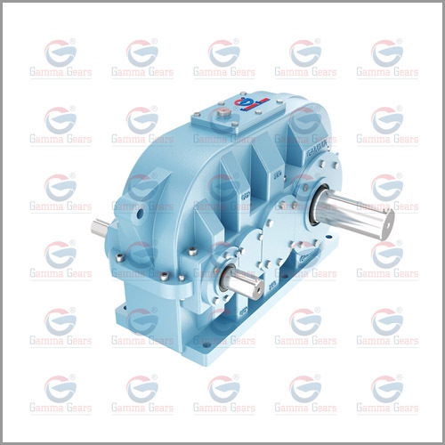 Parallel Helical Gearbox - Steel Material, Blue Color | Heavy Duty for Industrial Gantry Crane with Helical Gear Tooth Profile