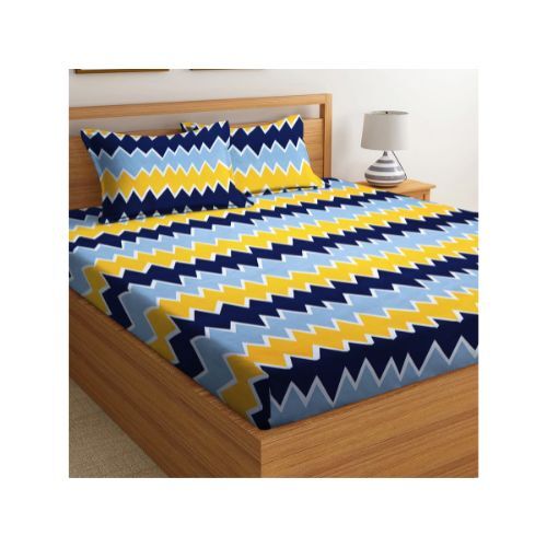 Printed Bed Sheets - 100% Cotton, Queen Size, Multi Colored | Quick Dry, 210 Thread Count, Zero Shrinkage, 2 Pillow Covers, Breathable