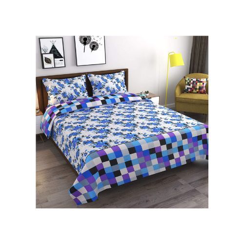 Printed Bed Sheets - 100% Cotton, Queen Size, Multi Colored | Quick Dry, 210 Thread Count, Zero Shrinkage, 2 Pillow Covers, Breathable