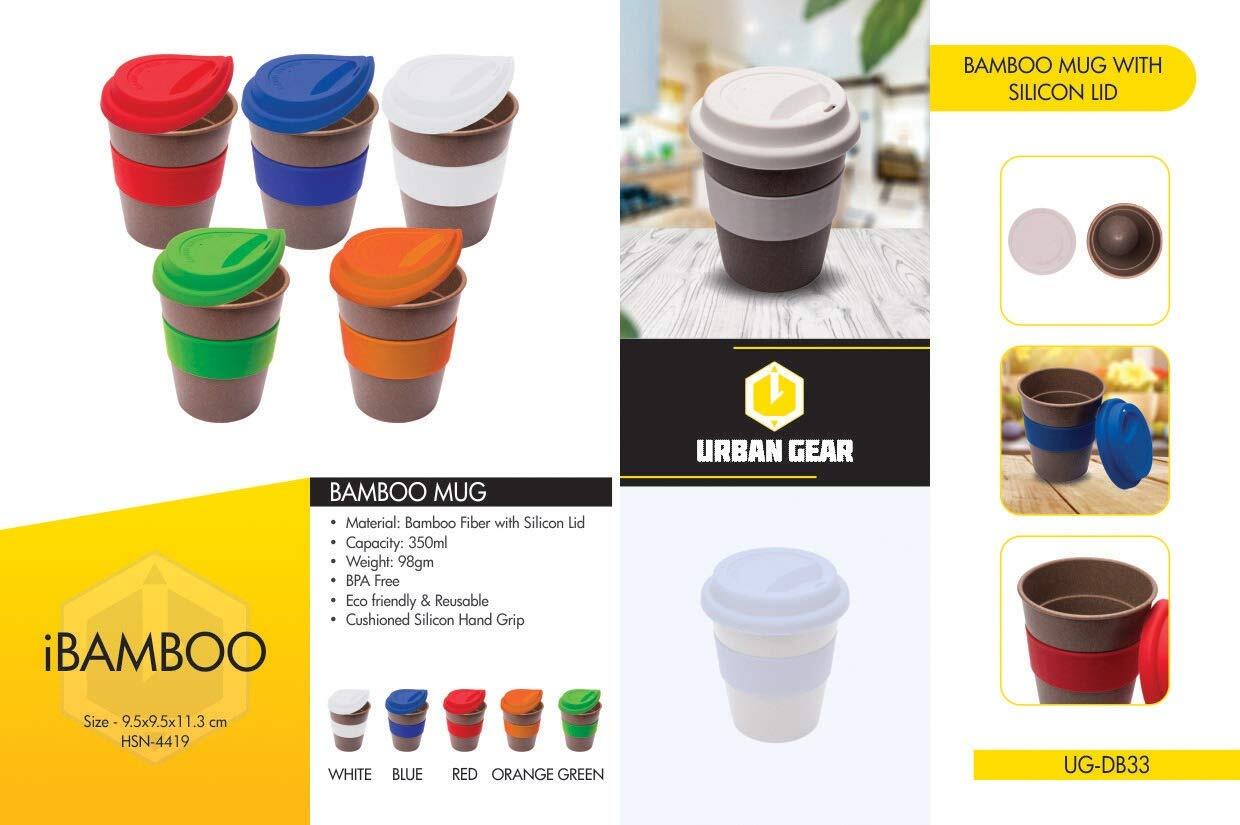Bamboo Mug - Bamboo Fiber, 350ml Size, White/blue/green/red/orange/black Colors | Bpa Free, Eco Friendly & Reusable, Cushioned Silicon Hand Grip