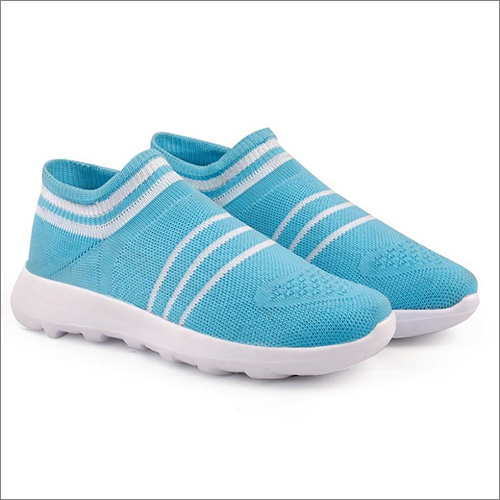 Ladies Light Blue Sports Shoes - Mesh Upper, All Sizes | Slip-on Closure, Eva Outsole, Ideal For Running In Any Season