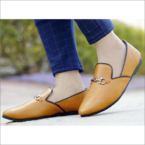 Mens Fancy Tan Mojari - Leather, Various Sizes Available, Tan Color | Breathable Design, Low Heel, Semi Round Toe Style, Ideal For Ethnic Wear