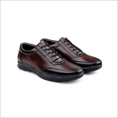 Mens Plain Formal Shoes - Leather Material, All Sizes Available, Brown Color - Flat Heel, Suitable For Rainy, Spring, Summer, And Winter Seasons