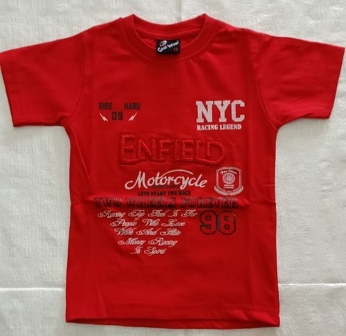 Kids Cotton T-Shirts - 100% Cotton, O-Neck Collar, Boys' Attire with Embroidered Pattern | Ideal for Cool, Casual Style