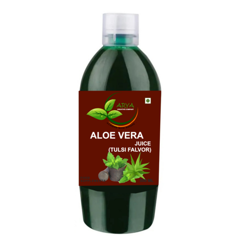 Aloe Vera Juice (Tulsi Flavour) - 500ML Bottle | Herbal Liquid with Bitter Taste, Rich in Antioxidants, Suitable for Adults