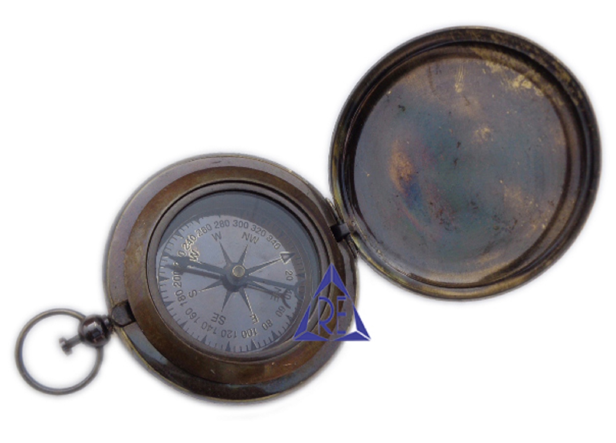 Brass Shiny Antique Nautical Push Button Pocket Compass