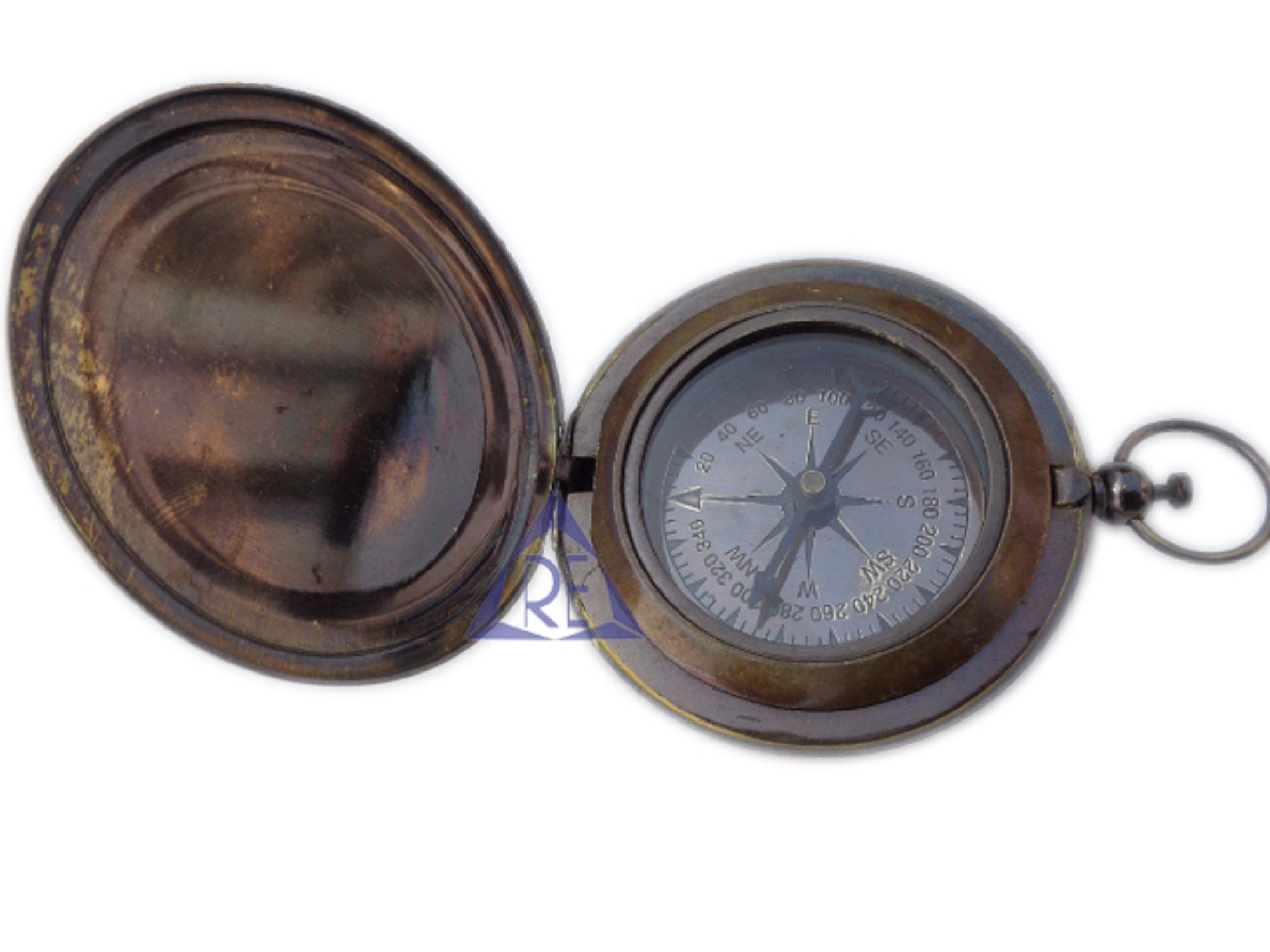 Brass Shiny Antique Nautical Push Button Pocket Compass