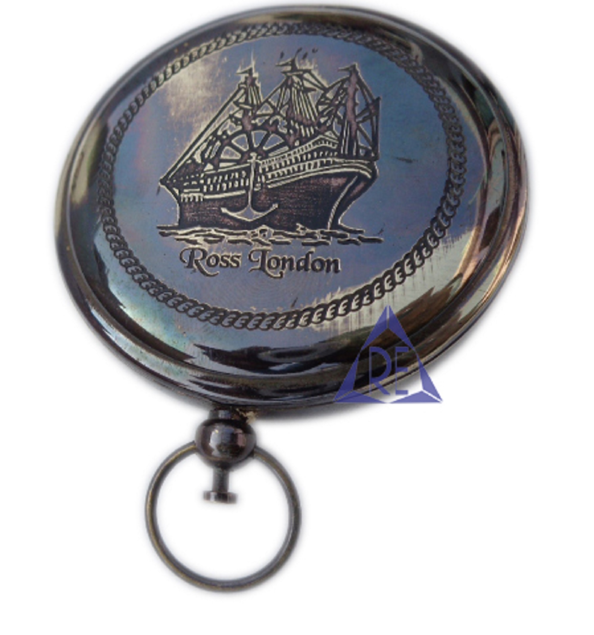 Brass Shiny Antique Nautical Push Button Pocket Compass