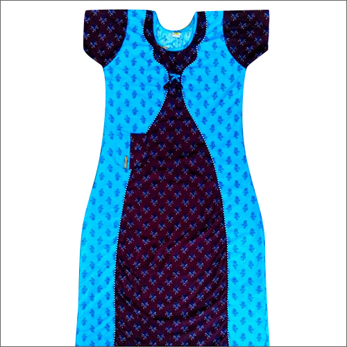Ladies Printed Nighty - Polyester Material, Customized Size, Various Colors & Designs - Short Sleeves, Fashion-Forward Patterns, Secure Packaging