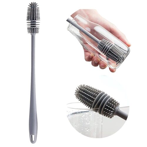 Grey Silicone Bottle Cleaning Brush