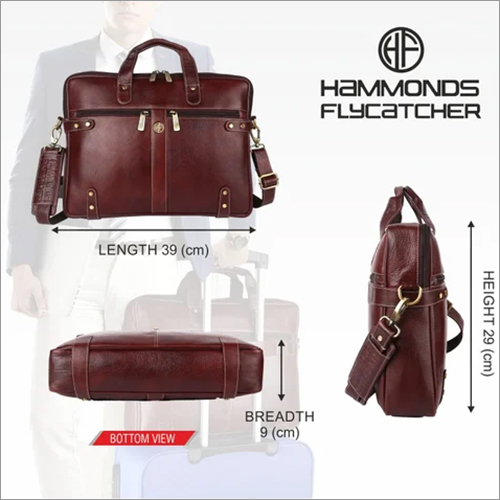Hammonds Flycatcher - Brown Leather Shoulder Bag | Zipper Closure, Solid Pattern, 39 X 9 X 29 Cm