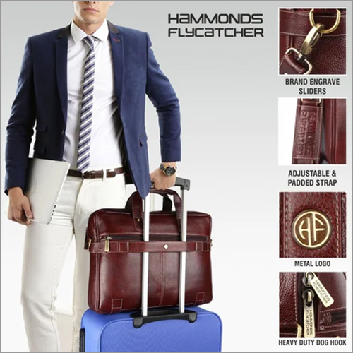 Hammonds Flycatcher - Brown Leather Shoulder Bag | Zipper Closure, Solid Pattern, 39 X 9 X 29 Cm