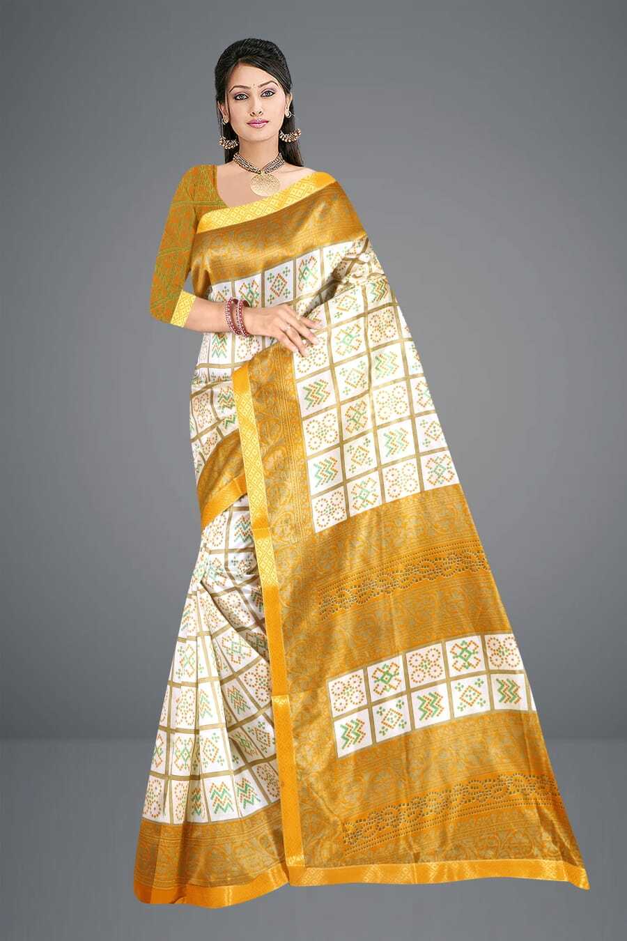 Printed Sarees - Litchi Silk, Free Size, 6 Elegant Colors | Lace Pallu, Beautiful Printed Work, Perfect For Daily Wear