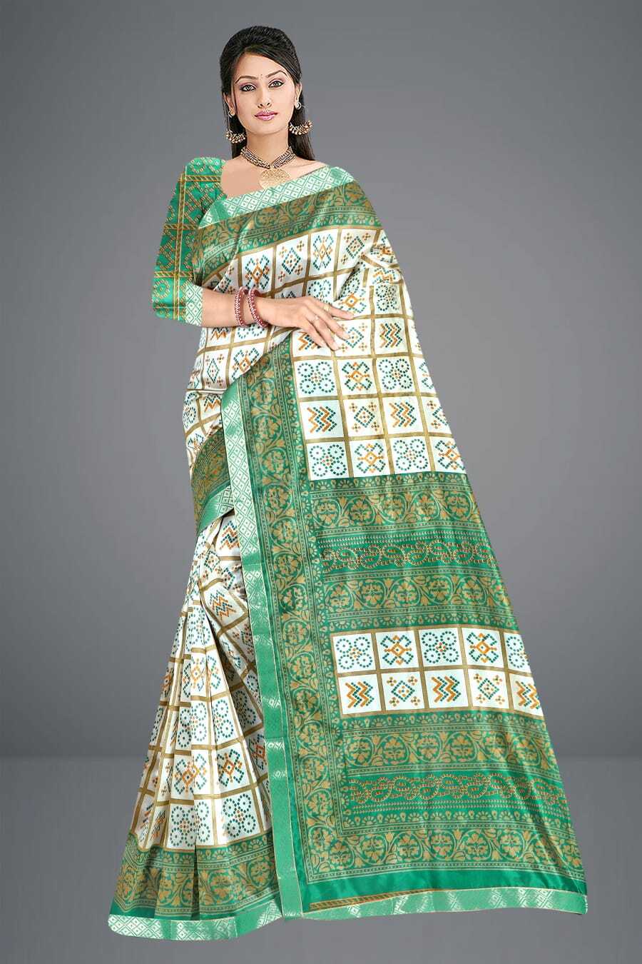 Printed Sarees - Litchi Silk, Free Size, 6 Elegant Colors | Lace Pallu, Beautiful Printed Work, Perfect For Daily Wear