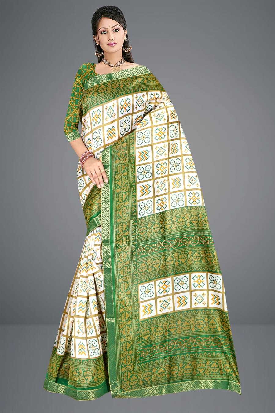 Printed Sarees - Litchi Silk, Free Size, 6 Elegant Colors | Lace Pallu, Beautiful Printed Work, Perfect For Daily Wear