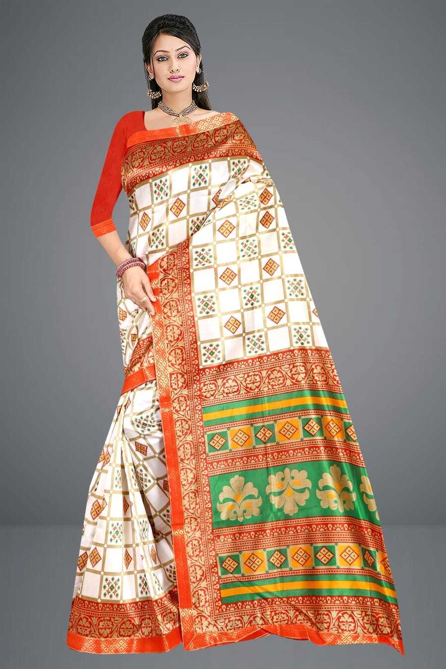 Designer Printed Sarees - Silk Material, Free Size, 6 Color Variants | Laces Closure, Bandhani Style, Resam Embroidery Work, Daily Wear