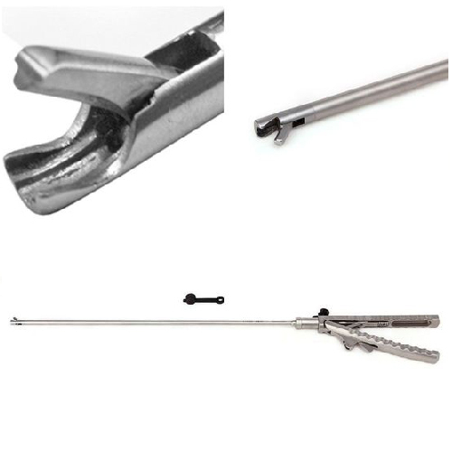 Laparoscopic Right Hand Curved V Type Needle Holder - Color: Silver
