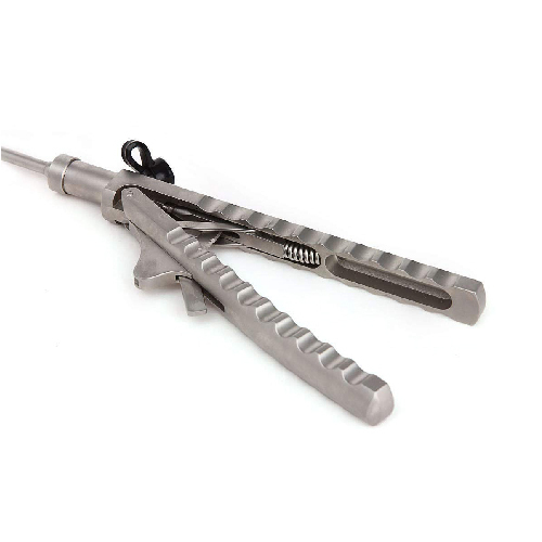 Laparoscopic Right Hand Curved V Type Needle Holder - Color: Silver