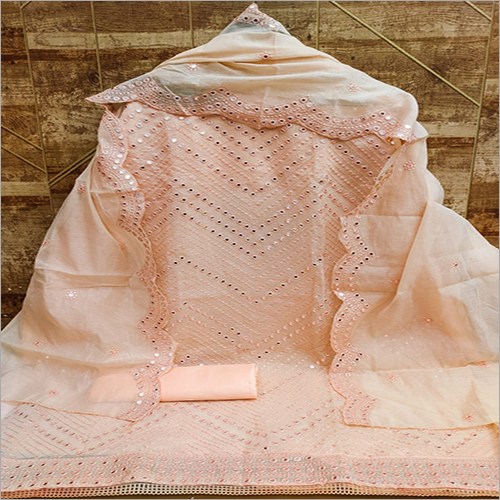 लाइट ऑरेंज पिंक कलर कॉटन सलवार सूट रेंज ड्रेस मटेरियल