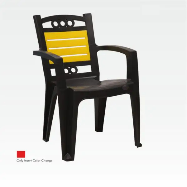 Seema Cut Size Plastic Chair - Customizable Colors, Red And Yellow | Ideal For Commercial Use, One Year Guarantee