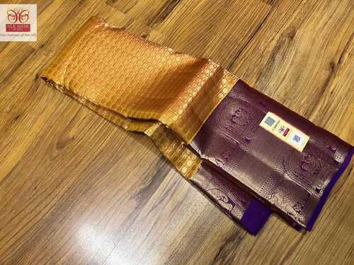 येलो ग्रे के साथ ग्रीन ब्राइडल प्योर कांजीवरम पेस्टेड कलर नई साड़ी