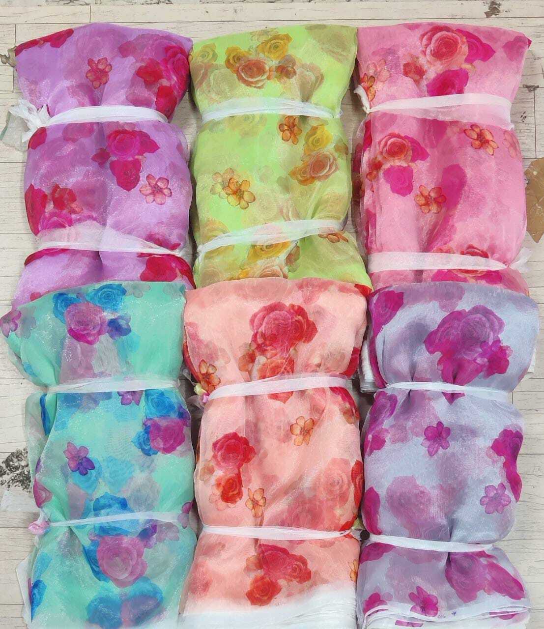 Digital Print Organza Fabrics - 100% Polyester, 44 Inch Width | Light Texture, Smooth, Washable, Brightly Printed For Garment Applications