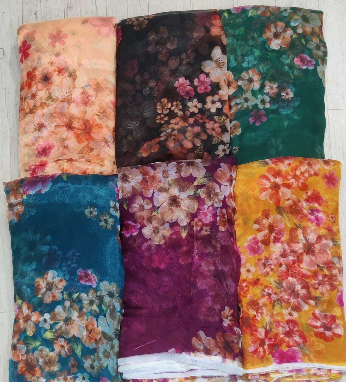 Digital Print Organza Fabrics - 100% Polyester, 44 Inch Width | Light Texture, Smooth, Washable, Brightly Printed For Garment Applications