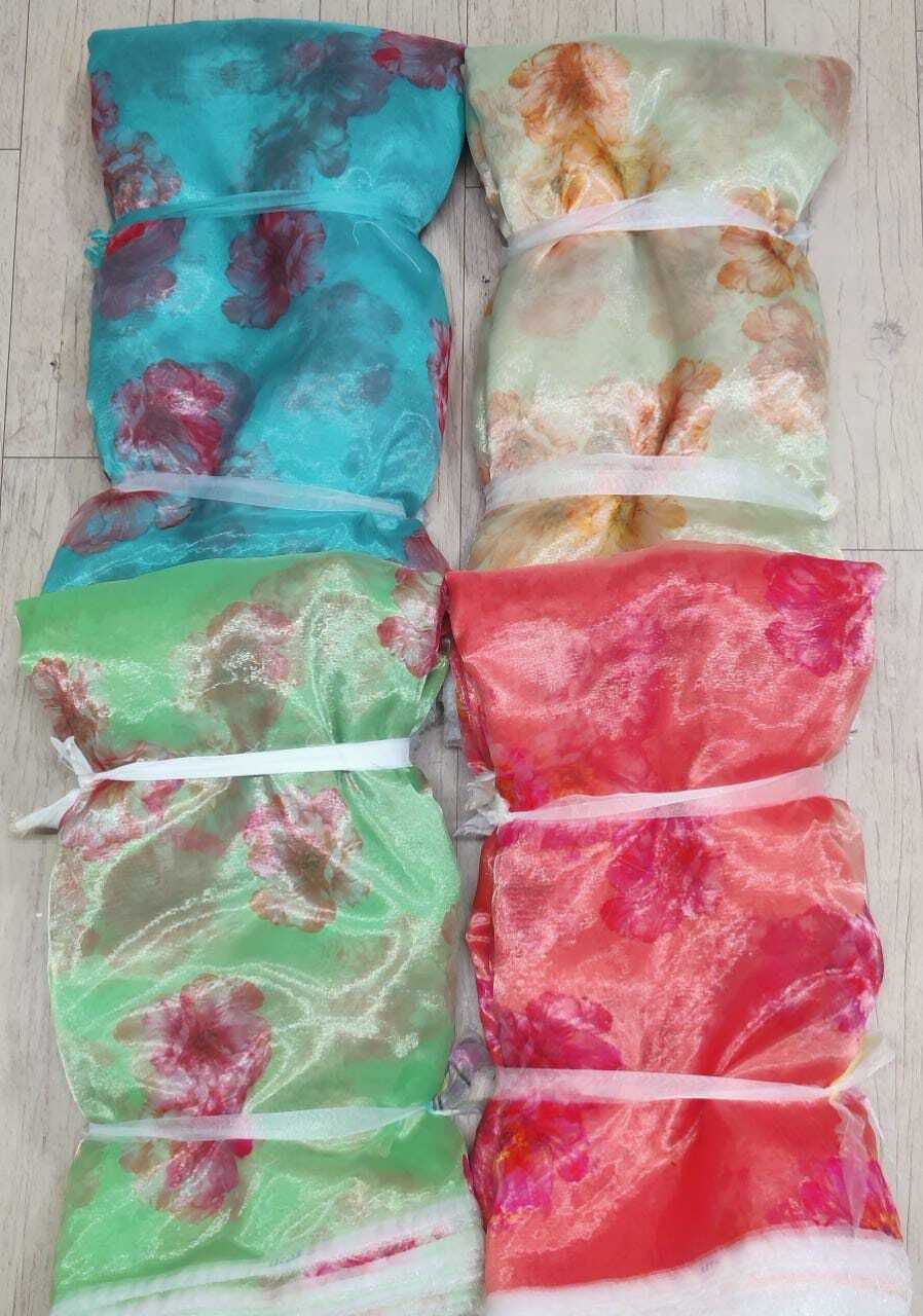 Digital Print Organza Fabrics - 100% Polyester, 44 Inch Width | Light Texture, Smooth, Washable, Brightly Printed For Garment Applications