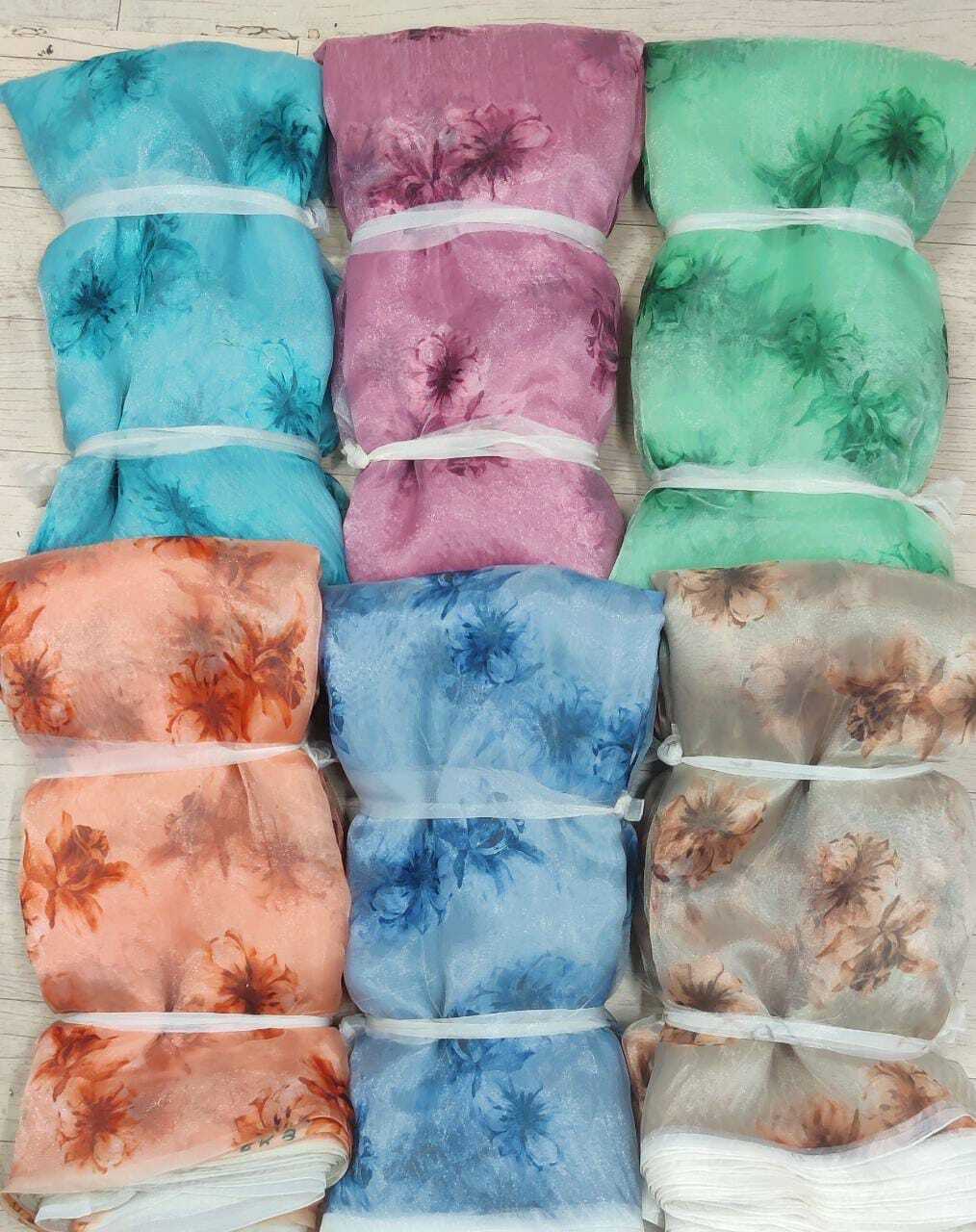Digital Print Organza Fabrics - 100% Polyester, 44 Inch Width | Light Texture, Smooth, Washable, Brightly Printed For Garment Applications