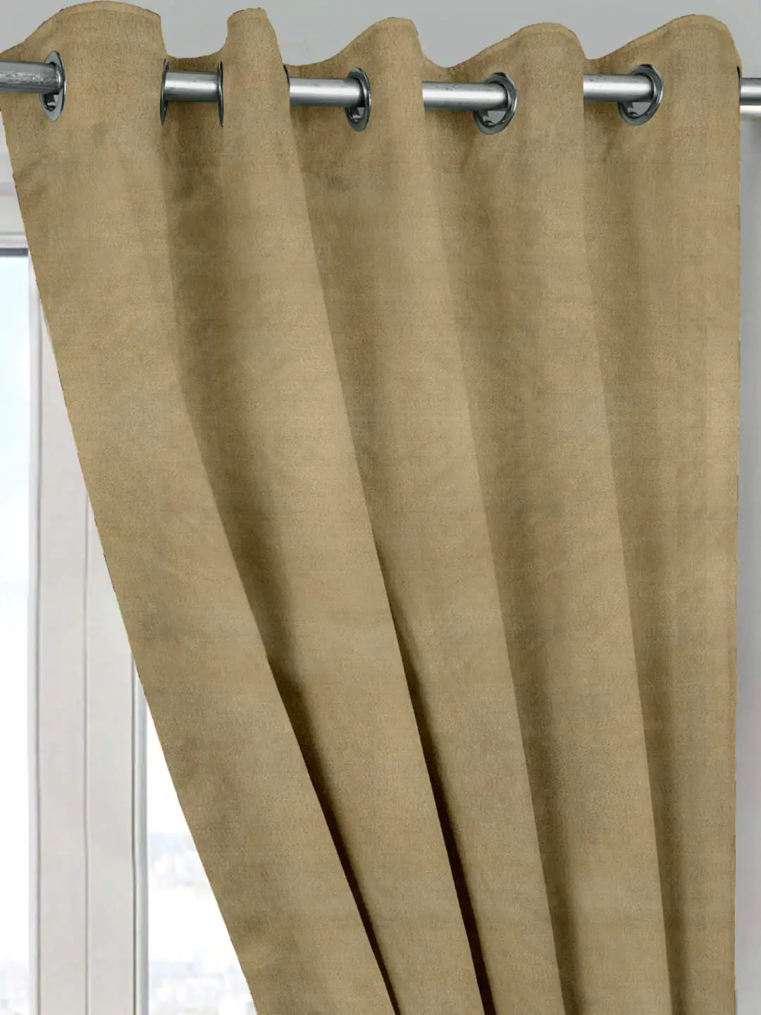 Gold Solid Plain Curtains For Window