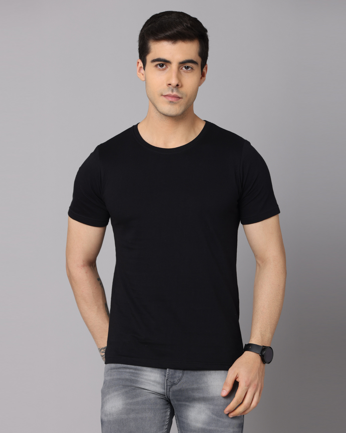 Crepeon Cotton Round Neck Half Sleeve T-shirts - 100% Cotton Fabric, Available In White, Black, Light Blue, Maroon, Navy Blue, Fits Ages 14-60