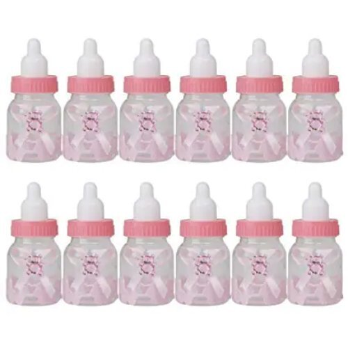Milk Bottle Shape Mini Bottles - 30pcs Pink Set, Unisex Baby Shower Accessories For Fun Celebrations
