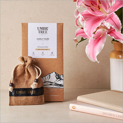 Umbr Tree Natural Plant Block Air Freshener - Recycled Paper Box, Eco-friendly Jute Material, 5 X 9.5 In Brown Fragrance Pouch, Lasts Over 45 Days - Perfect For Birthdays, Home Decoration, And Weddings