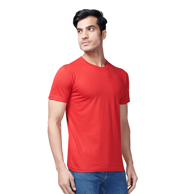 Cotton Round Neck T-shirt - Cotton, Sizes L, Xs, S, M, Xl, Xxl | Colors White, Yellow, Black, Orange, Navy Blue, Royal Blue, Red, Half Sleeves, Modern Style, Unisex, Soft Flow Dyeing For Exceptional Colour Depth And Fastness