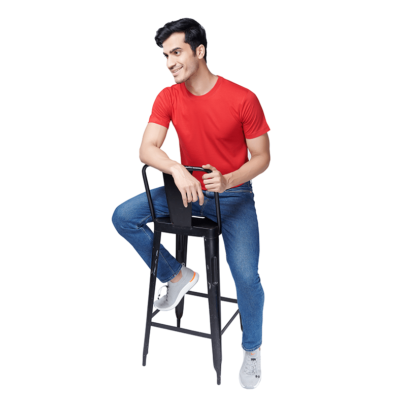 Cotton Round Neck T-shirt - Cotton, Sizes L, Xs, S, M, Xl, Xxl | Colors White, Yellow, Black, Orange, Navy Blue, Royal Blue, Red, Half Sleeves, Modern Style, Unisex, Soft Flow Dyeing For Exceptional Colour Depth And Fastness