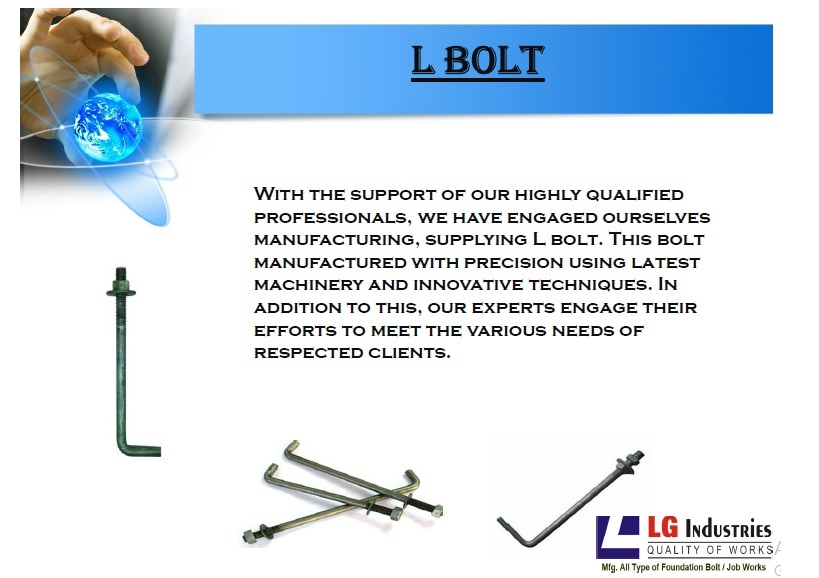 L Type Foundation Bolts - Steel, Diameter M12 To M64, Customizable Length | Durable Build, Easy Installation, High Strength, Secure Fixing, Wide Range