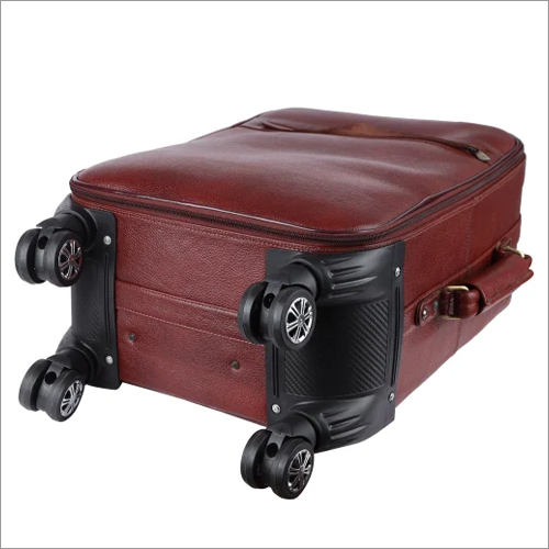 Trl904br Leather Travel Trolley Bag