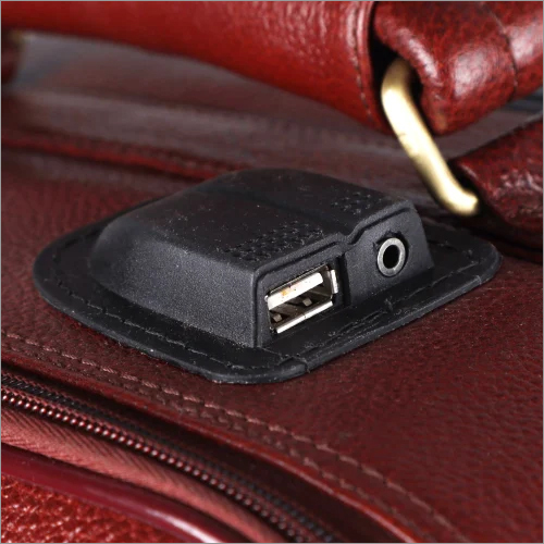 Trl904br Leather Travel Trolley Bag