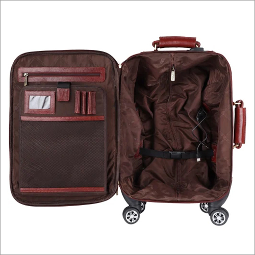 Trl904br Leather Travel Trolley Bag