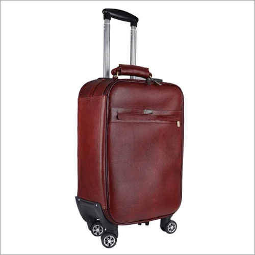 Trl904br Leather Travel Trolley Bag