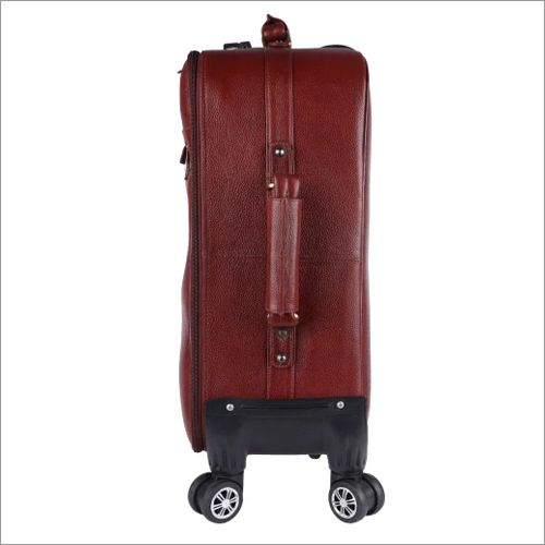 Trl904br Leather Travel Trolley Bag
