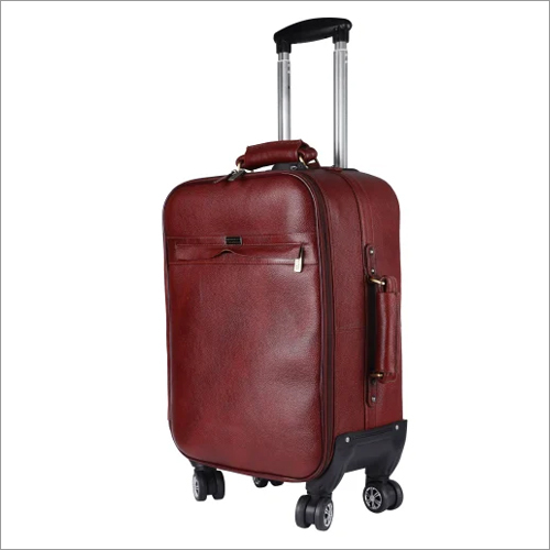 Trl904br Leather Travel Trolley Bag