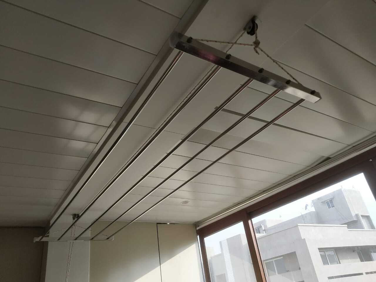 Cream Celling Pully Operated Cloth Hanger