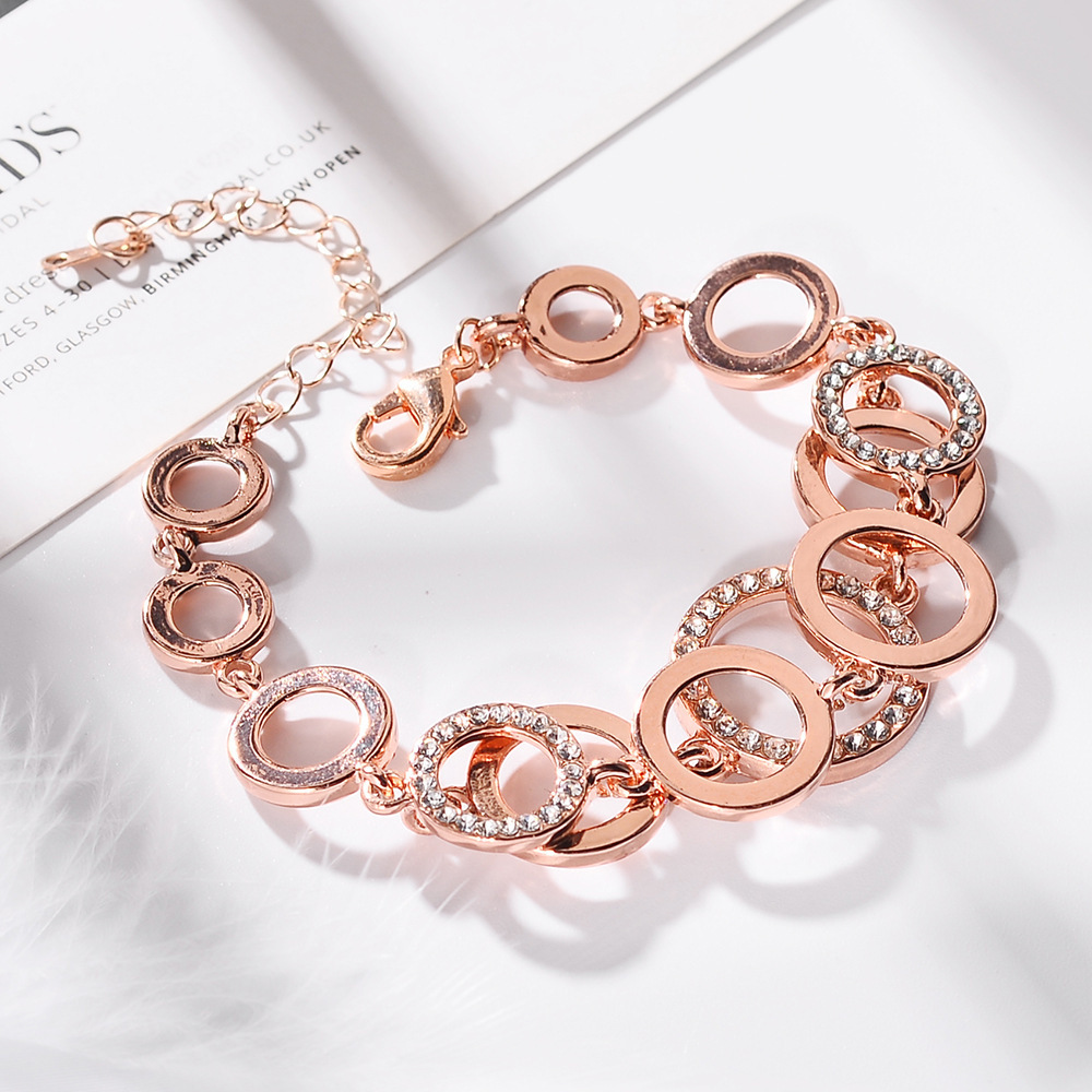 Trendy Rose Gold Plated Crystal Fashion Bracelet Diameter: