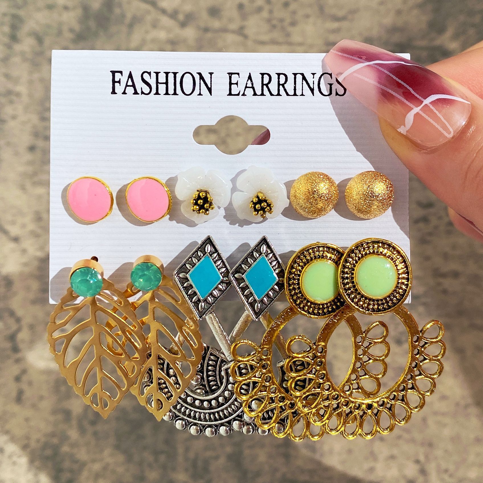 Stunning Fashion Stud And Hanging Earrings Pair Combo Alloy