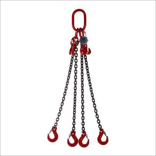 Mild Steel Lifting Chains - Galvanized Steel, 1-5 m Length, Silver-Red Color | Suitable for Industrial Use, Round Hole Shape, 4 Legs, Various Applications
