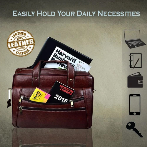 Lb166 Brown Leather 15.6 Inch Laptop Messenger Bag